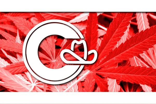 Bandera de Calgary, sobre fondo de cannabis — Foto de Stock