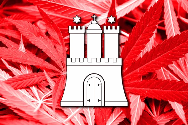自由和汉堡汉萨市上大麻酒泉的标志 — 图库照片