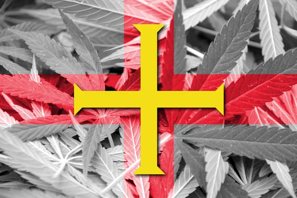 Bandiera di Guernsey, su sfondo cannabis — Foto Stock