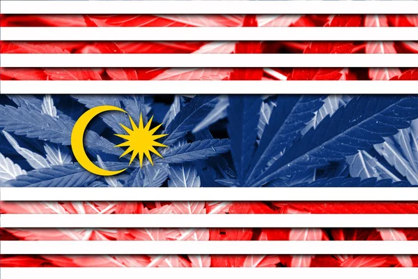 Flag of Kuala Lumpur, on cannabis background — Stock Photo, Image