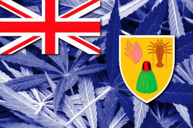 Turks ve Caicos Adaları, bayrağı esrar arka plan üzerinde