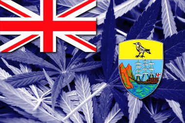 Saint Helena, bayrağı esrar arka plan üzerinde