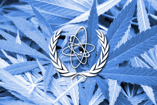 Flag of the International Atomic Energy Agency (IAEA), on cannab