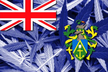 Pitcairn Adaları, bayrağı esrar arka plan üzerinde