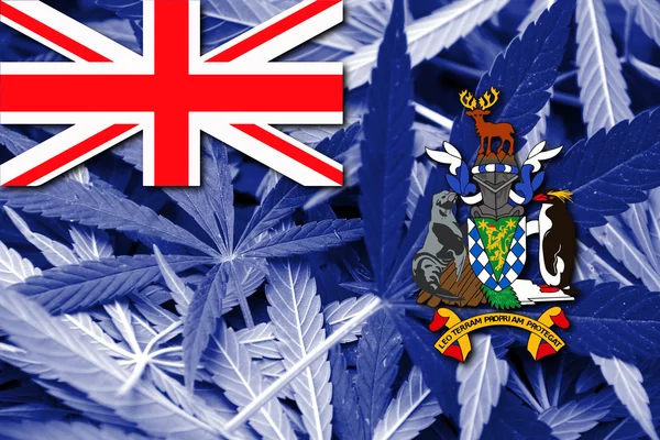 Flag of South Georgia and the South Sandwich Islands, on cannabi — Stock Photo, Image