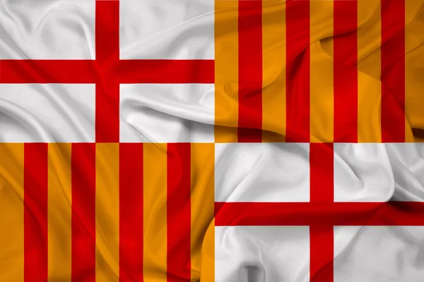 Macha flagą z Barcelona — Zdjęcie stockowe