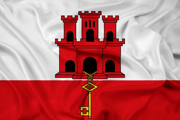 Bandeira ondulante de Gibraltar — Fotografia de Stock