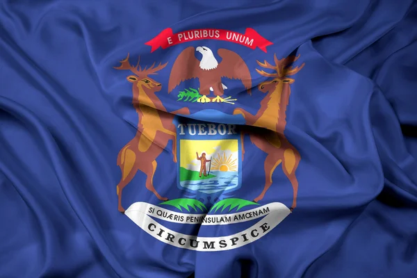 Waving Flag of Michigan State — Stock Photo, Image
