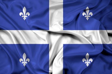 Quebec bayrağı sallayarak