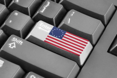 Betsy Ross bayrakla işaretle düğmesi girin