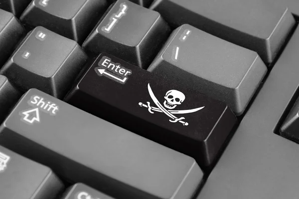 Masukkan tombol dengan Bendera bajak laut Calico Jack — Stok Foto