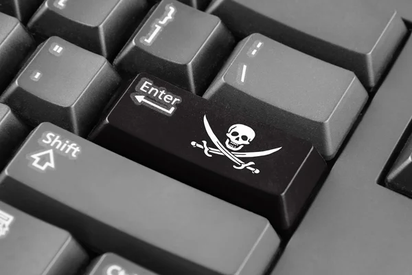 Inserisci il pulsante con la bandiera pirata di Calico Jack — Foto Stock