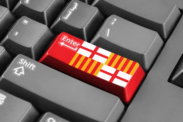 Zadejte tlačítko s vlajkou v Barceloně — Stock fotografie