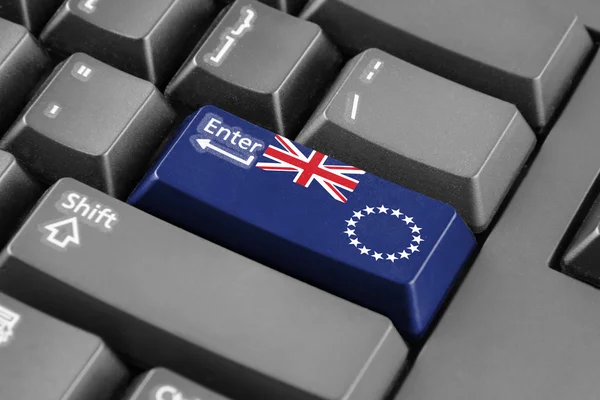 Botão Enter com Bandeira das Ilhas Cook — Fotografia de Stock