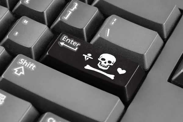 Zadejte tlačítko s Stede kapoty pirátské vlajky — Stock fotografie