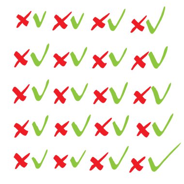 Onay işaretleri. Marker serisi çizim Vektör formatında.