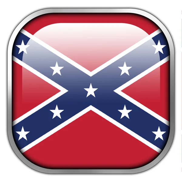 Confederate Flag, square glossy button — Stock Photo, Image