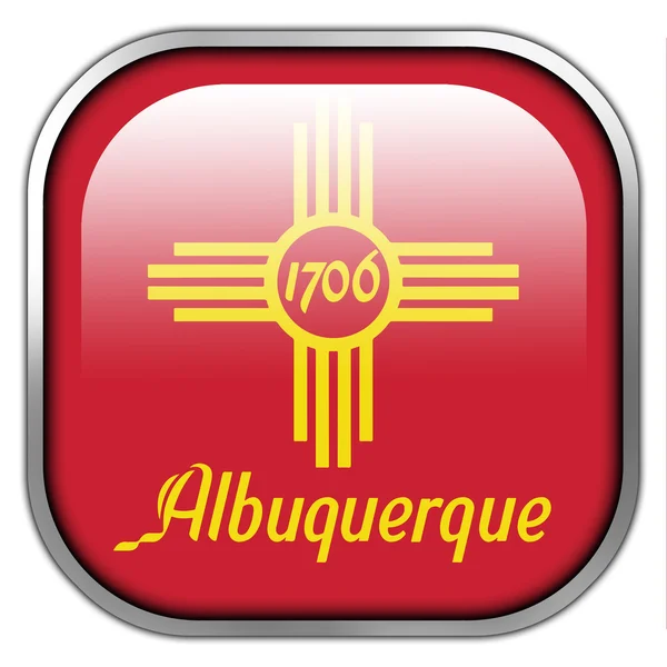 Bandera de Albuquerque, Nuevo México, botón cuadrado brillante — Foto de Stock