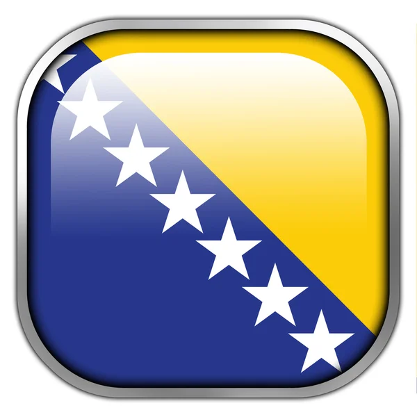 Flag of Bosnia and Herzegovina, square glossy button — Stock Photo, Image