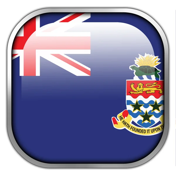 Flag of Cayman Islands, square glossy button — Stock Photo, Image