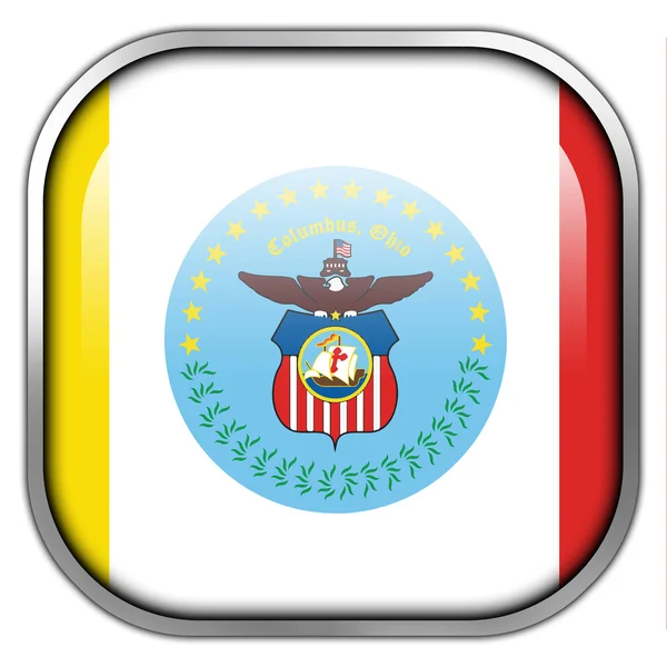 Flagge des Kolumbus, ohio, quadratischer Hochglanzknopf — Stockfoto