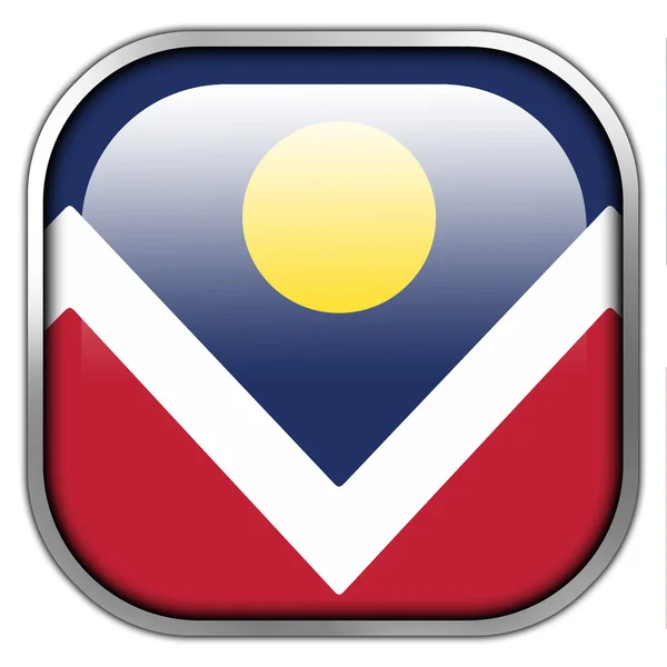 デンバー、コロラド州の旗スクエア光沢のあるボタン — ストック写真