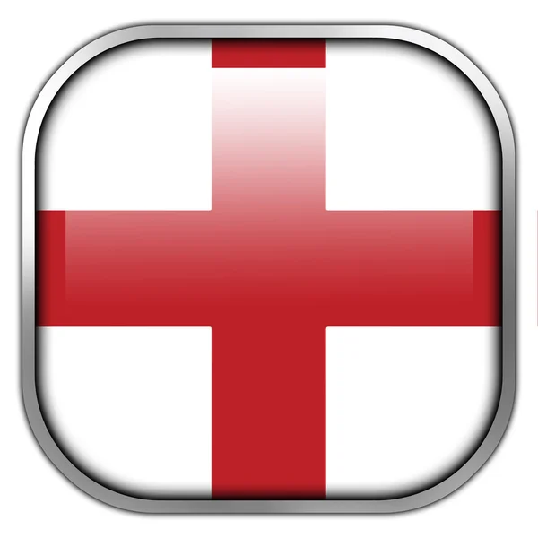 Флаг Генуи, квадратная глянцевая кнопка — стоковое фото