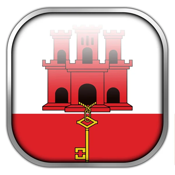 Flaga Gibraltaru, przycisk kwadrat błyszczący — Zdjęcie stockowe