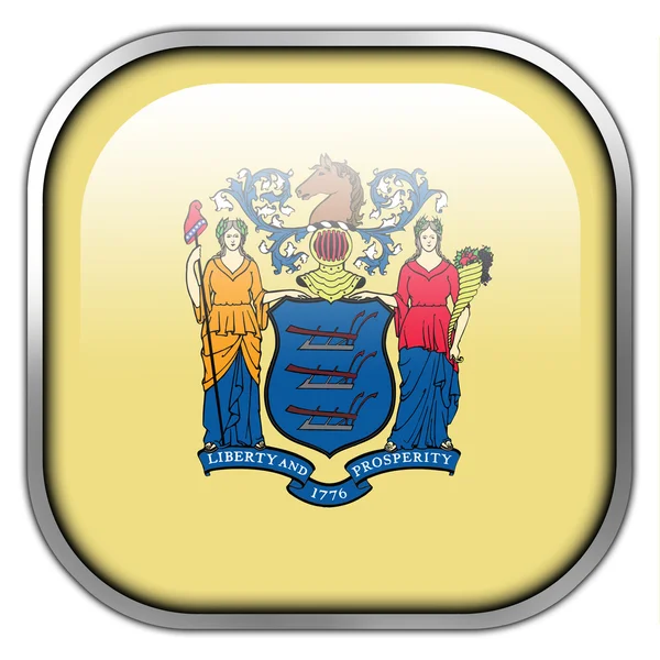 Flag of New Jersey State, square glossy button — Stock Photo, Image