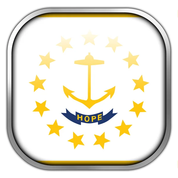 Vlag van Rhode Island, vierkant glanzende knop — Stockfoto