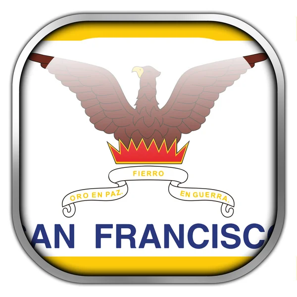 Bandeira de San Francisco, California, square glossy button — Fotografia de Stock