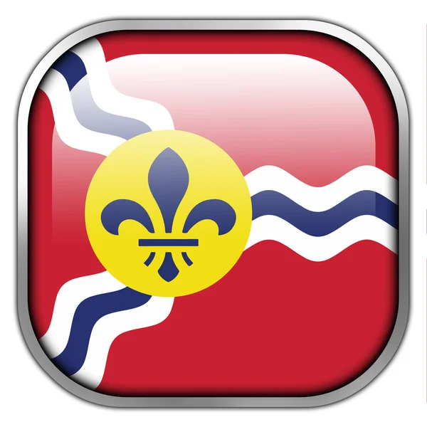 Vlag van St. Louis, Missouri, vierkant glanzende knop — Stockfoto