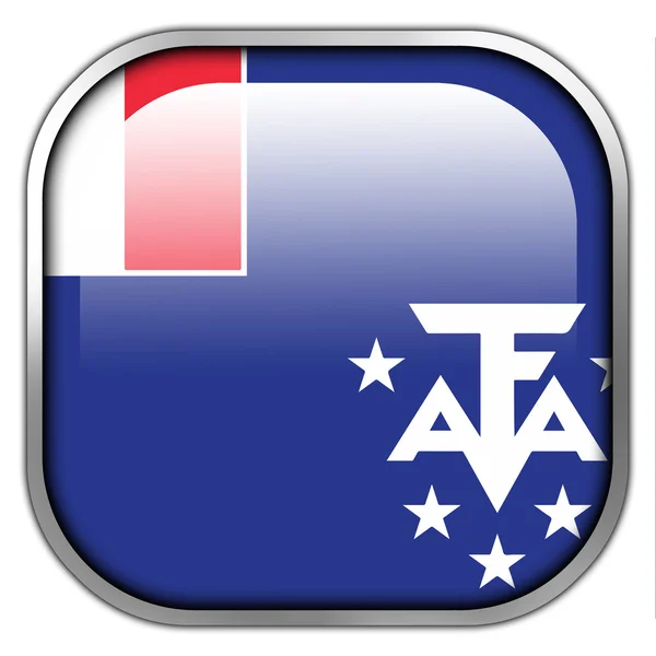 Flag of the French Southern and Antarctic Lands, square glossy button — Stock Photo, Image