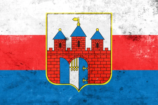 Vlag van Bydgoszcz (Polen), met een vintage en oude look — Stockfoto