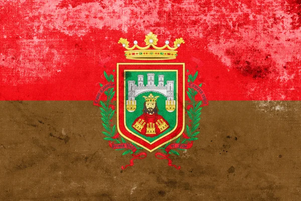 Флаг Бургоса, Испания, со старинным и старинным видом — стоковое фото