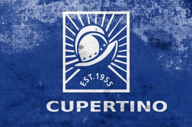 Cupertino, California, ABD, bayrağı vintage ve eski bir görünüm ile