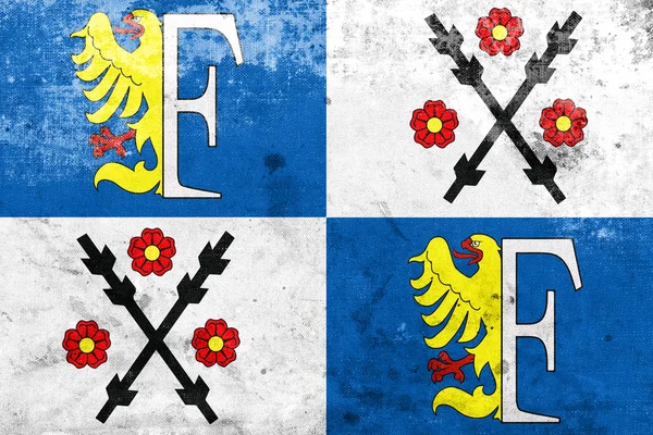 A vintage és a régi megjelenés Frýdek-Místek, Csehország, zászlaja — Stock Fotó