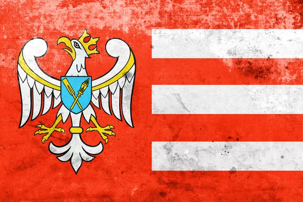 Bandera del Condado de Gniezno, Polonia, con un aspecto vintage y antiguo — Foto de Stock