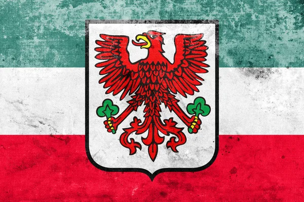 Vlajka Gorzow Wielkopolski s erbem, Polsko — Stock fotografie