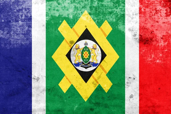 Σημαία του Γιοχάνεσμπουργκ, Νότια Αφρική, με το έτος συγκομιδής και το παλιό βλέμμα — Φωτογραφία Αρχείου