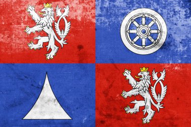 Liberec Region, Çek Cumhuriyeti, bayrağı bir vintage ve eski bakmak ile