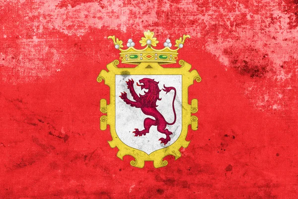 Bandeira de Leon, Espanha, com um look vintage e antigo — Fotografia de Stock