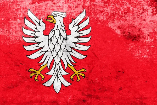 Flaga Województwo mazowieckie, Polska, wygląd vintage i stary — Zdjęcie stockowe