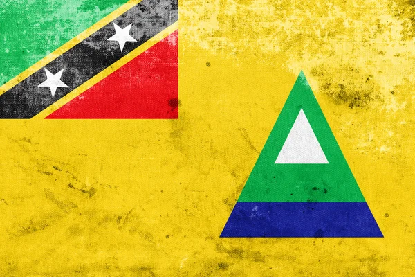 Bandeira de Nevis, Saint Kitts e Nevis, com um visual vintage e antigo — Fotografia de Stock