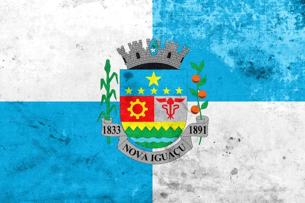Egy régi és szüreti külsőt Nova Iguacu, Brazília, zászlaja — Stock Fotó