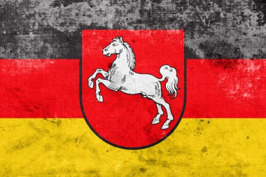 Aşağı Saksonya, Almanya, bayrağı vintage ve eski bir görünüm ile
