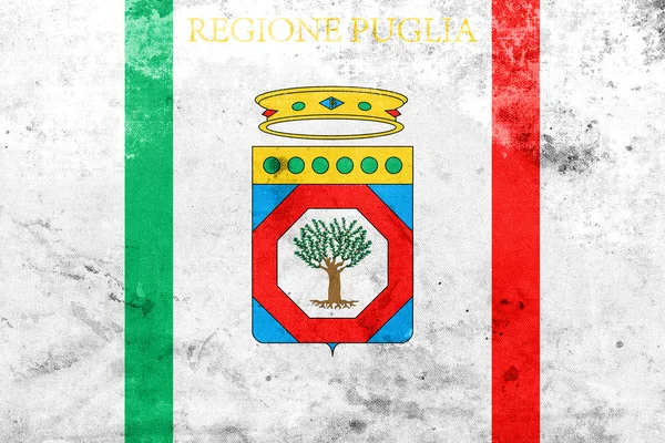 Bandiera della Puglia, Italia, dal look vintage e antico — Foto Stock