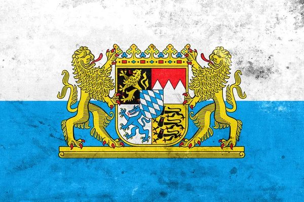 Fahne von Bayern mit Wappen, Deutschland — Stockfoto