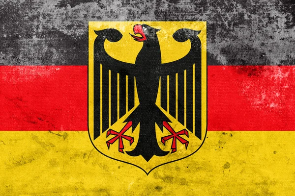 Flag of Germany with Coat of Arms, with a vintage and old look — Stock Photo, Image