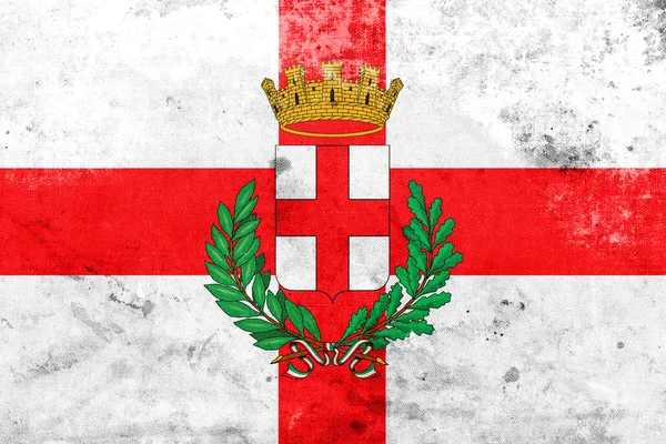 Σημαία του Μιλάνου με το εθνόσημο της Ιταλίας, με το έτος συγκομιδής και το παλιό βλέμμα — Φωτογραφία Αρχείου